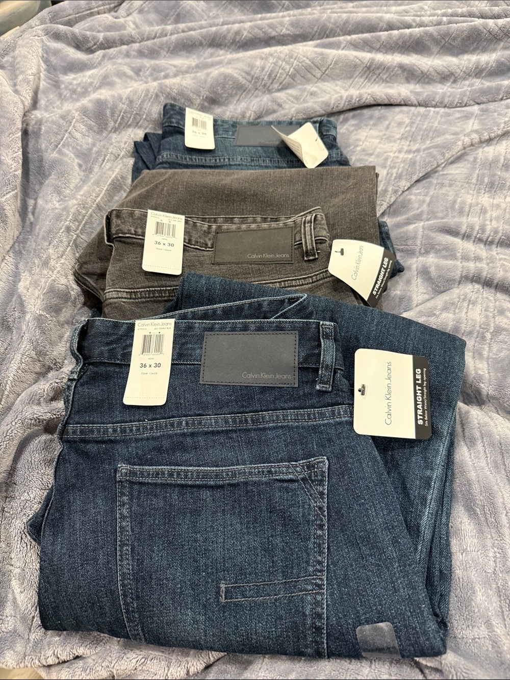 Calvin Klein Jeans 3-Pack Straight Leg Jeans - Dark Blue, Charcoal, Light Blue
